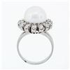 Image 8 : Vintage 18k White Gold 12.7mm South Sea Pearl 2.10 ctw Marquise Diamond Halo Rin