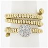 Image 1 : Estate 18k TT Gold 0.20 ctw Diamond Flexible Coiled Stack Look Wide Band Ring