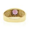 Image 6 : Mens 14k Gold 1.50 ctw Round Burnish Bezel Rhodolite Garnet Solitaire Grooved Ri