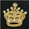 Image 2 : Vintage 18k Gold .65 ctw Diamond Textured Bead Crown Tiara Fleur De Lis Pin Broo