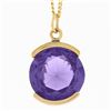 Image 1 : Vintage 14K Gold 15.8mm Round Alexandrite Channel Set Solitaire Pendant w/ Chain