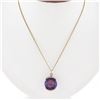 Image 7 : Vintage 14K Gold 15.8mm Round Alexandrite Channel Set Solitaire Pendant w/ Chain