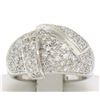 Image 3 : 14k White Gold Wide 1.50 ctw Pave Diamond Domed Wrap-Around Band Dinner Ring