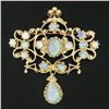 Image 2 : Vintage 14k Yellow Gold 2.02 ctw Cabochon Dangle Teardrop Australian Opal Pin Br