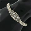 Image 3 : Antique Art Deco 14k White Gold 0.40 ctw Bezel Diamond Belly Filigree Bracelet