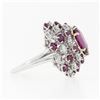 Image 7 : Vintage Platinum 6.90 ctw GIA Oval Pink Ceylon Sapphire Round Diamond Swirl Ring