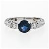 Image 4 : 14K White Gold 1.60 ctw Round Sapphire Solitaire Diamond Milgrain Engagement Rin
