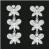 Image 2 : Fancy 18k White Gold 0.80 ctw Round Diamond 3 Tier Butterfly Drop Dangle Earring