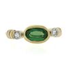 Image 4 : 18K Yellow Gold Elongated Oval Green Tourmaline Solitaire & Diamond Band Ring