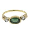 Image 8 : 18K Yellow Gold Elongated Oval Green Tourmaline Solitaire & Diamond Band Ring