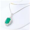 Image 2 : 17.31 ctw Emerald and 2.14 ctw Diamond Platinum Pendant