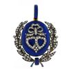Image 1 : Antique Georgian 18k Gold Silver Diamond Royal Blue Enamel Laurel Wreath Pendant