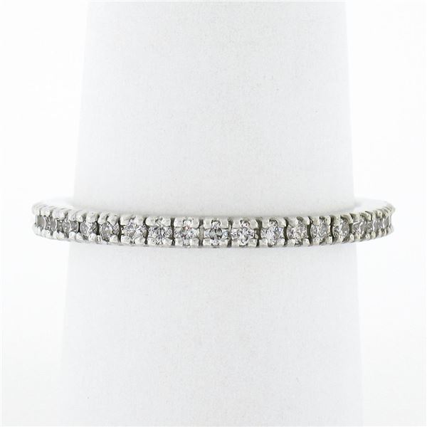 14k White Gold 0.55 ctw Prong Round Diamond Thin Stack Wedding Eternity Band Rin