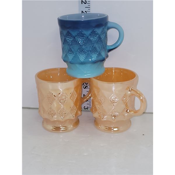 Set of 3 Anchor Hocking Fire King Coffee Cups