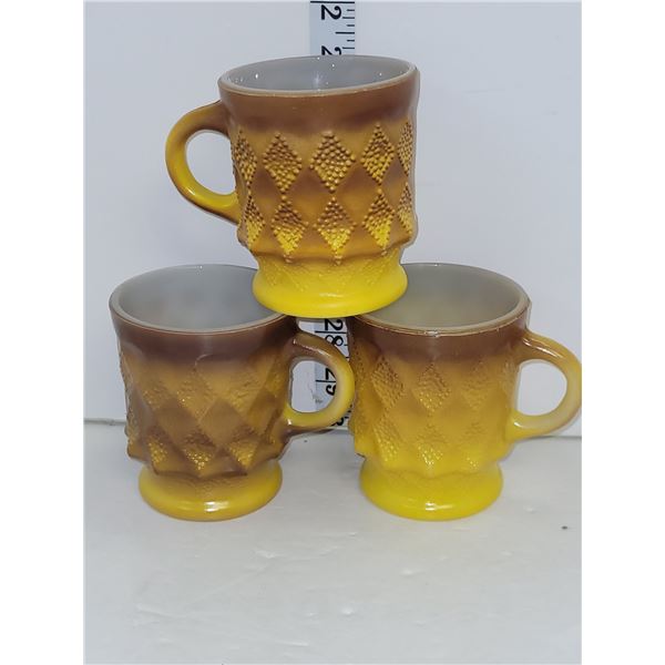 Set of 3 Anchor Hocking Fire King Coffee Cups