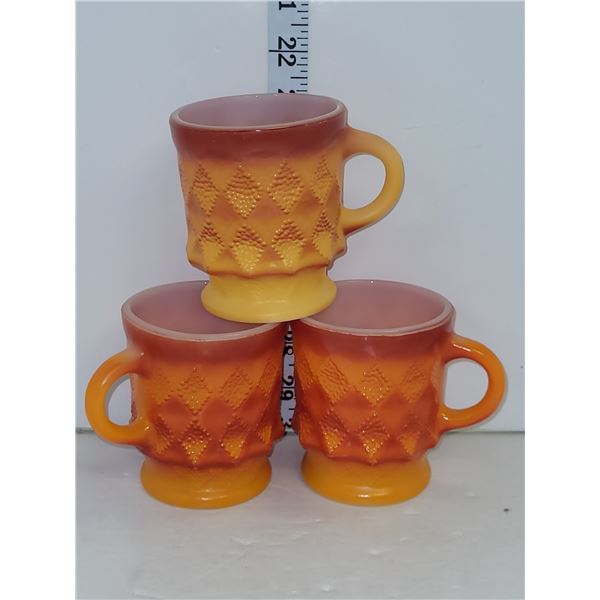 Set of 3 Anchor Hocking Fire King Coffee Cups