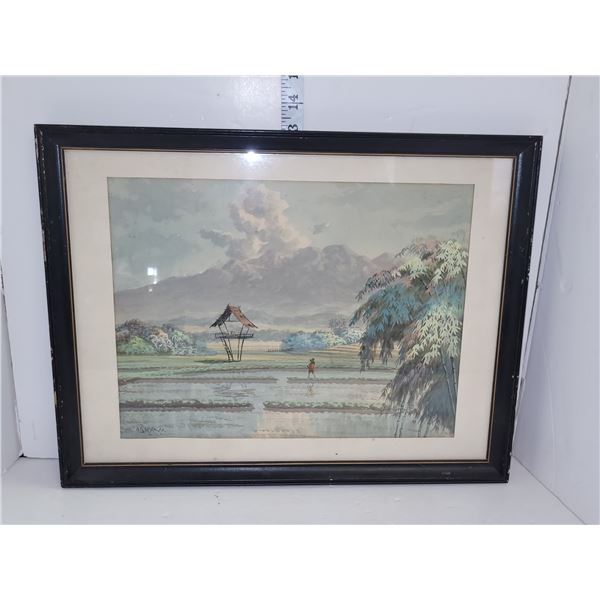 Original Watercolour - Asian Rice Paddy Picture