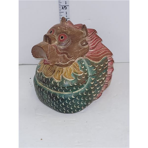 Vintage Wooden Chinese Dragon Trinket Wish Holder