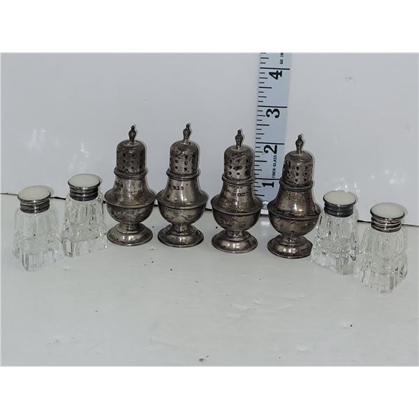 Nice Lot of German Sterling Silver Salt & Pepper Shakers + 4 Silver Marked Salt & Pepper Shakers