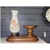Image 1 : MCM Teak Display w/ Milk Glass Candle Holder