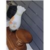 Image 3 : MCM Teak Display w/ Milk Glass Candle Holder