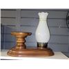 Image 5 : MCM Teak Display w/ Milk Glass Candle Holder