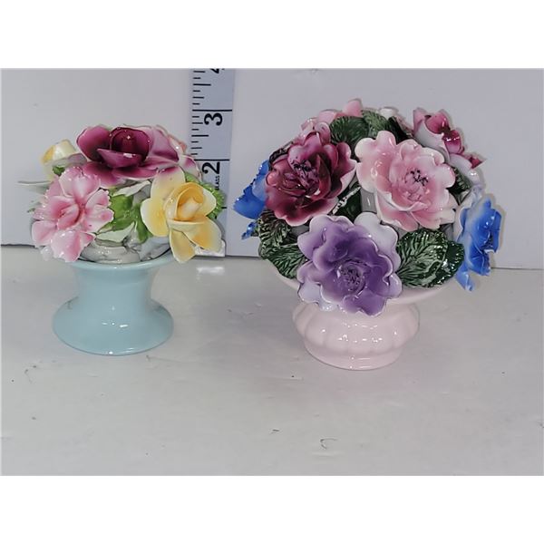 Lot Of Two Vintage Staffordshire China Flower Vase