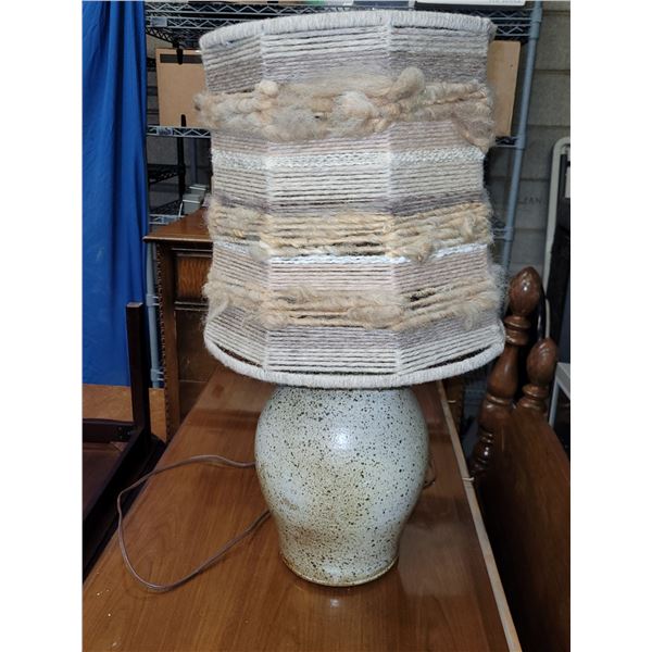 Vintage Pottery & Mohair Table Lamp