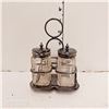 Image 1 : Silverplated & Glass Salt & Pepper Shaker in Tray - Hallmarked