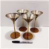 Image 1 : Set of 4 Vintage Mid 20th Century Brass Goblets, Made in India