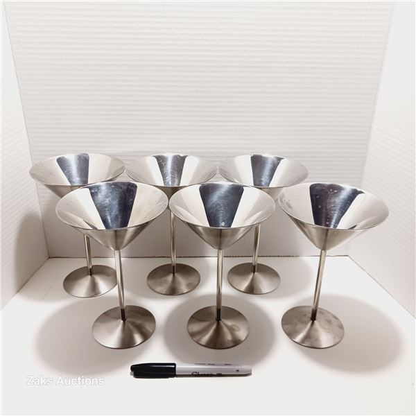 Set of 6 Stainless Steel Martini Glasses