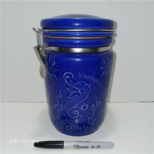 Vintage 1990's Starbucks Cobalt Blue Ceramic Coffee Canister