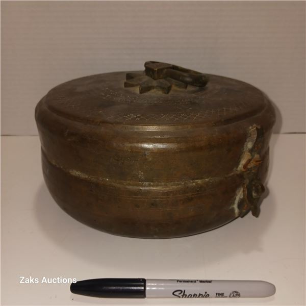 Antique 1850's Brass Hand Engraved Indian Chapati Box