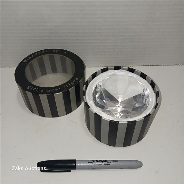 Crystal Diamond Shaped Paperweight "Diamonds are a girl's best friend "