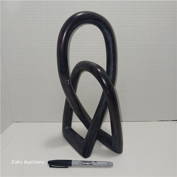 Besmo Hand Carved Black Eternal Soapstone Love Knot Sculpture Made in Kenya
