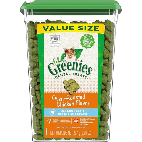 NEW 277G FELINE GREENIES DENTAL TREATS CHICKEN