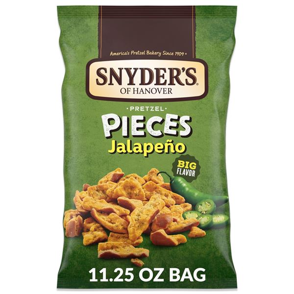 NEW 2 X 240G SNYDERS PRETZEL PIECES JALAPENO