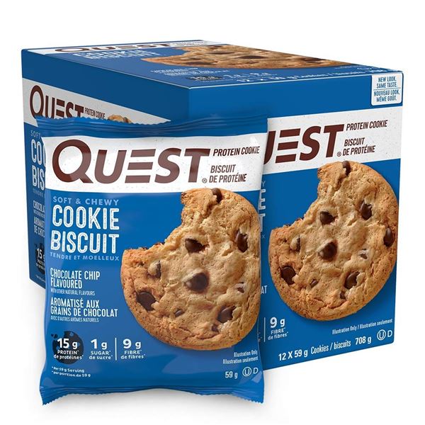 NEW 12 X 59G QUEST PROTEIN COOKIE CHOCOLATE CHIP