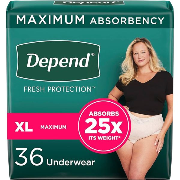 NEW 15 DEPEND FRESH PROTECTION XL UNDERWEAR