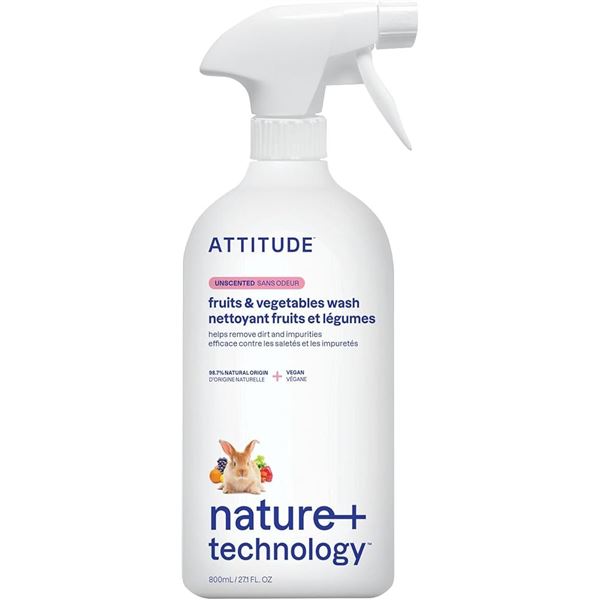NEW 800ML ATTITUDE VEGTABLE WASH UNSCENTED