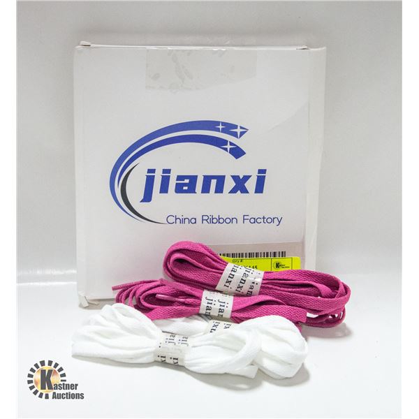 NEW 4 PAIRS FLAT SHOE LACES 8MM 39.4" WHITE & PINK