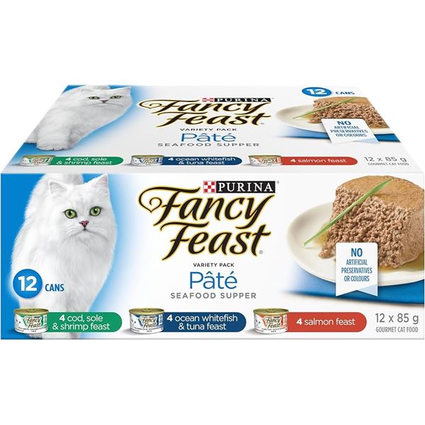 NEW 12 X 85G PURINA FANCY FEAST VARIETY PATE