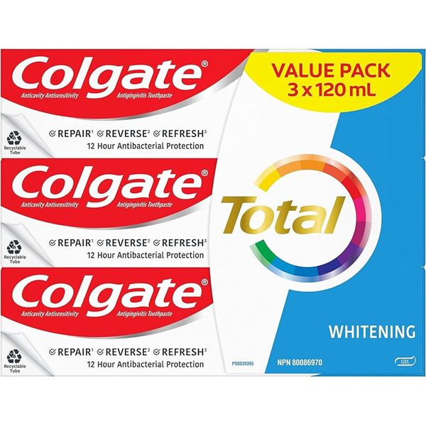 NEW 3 X 120ML COLGATE TOTAL WHOLE MOUTH HEALTH