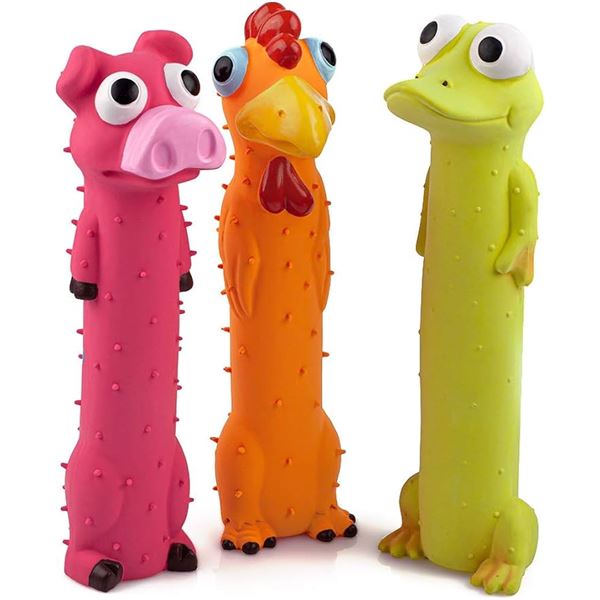 NEW CHIWAVA 3 PACK SQUEAKY LATEX DOG TOYS 9"
