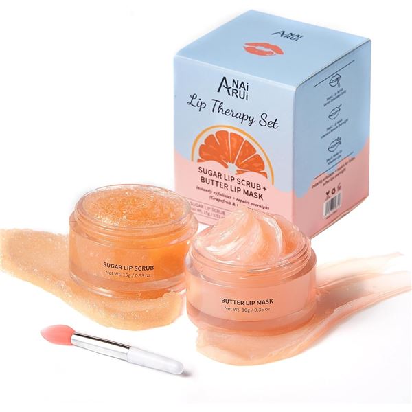 NEW ANAIRUI LIP THERAPY SET SUGAR LIP SCRUB +