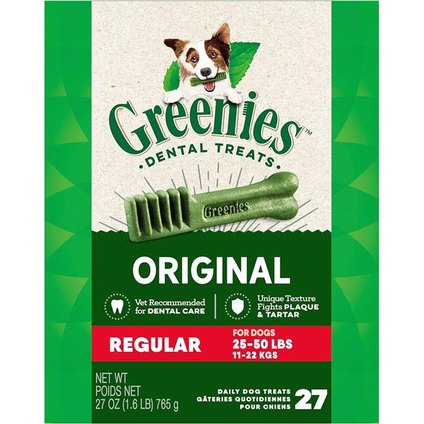 NEW GREENIES ORIGINAL REGULAR DENTAL DOG TREATS