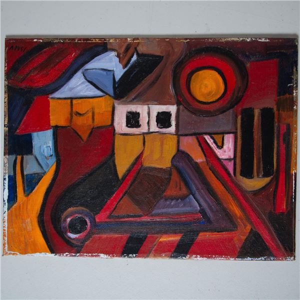 Nikolai Isaev, Original Oil on Board, Cubist City, Signed