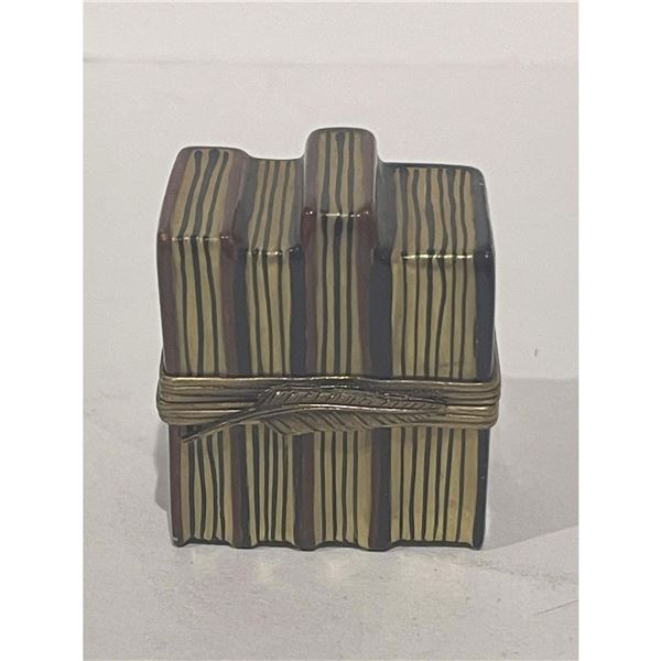Limoges France Keepsake Box, Law Books on Shelf