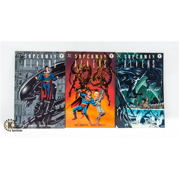 1995 SUPERMAN VS ALIENS GRAPHIC BOVEL SET BOOKS