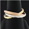 Image 2 : Tri Color Gold & Platinum Interlocking Polished Rolling Trinity Three Band Ring